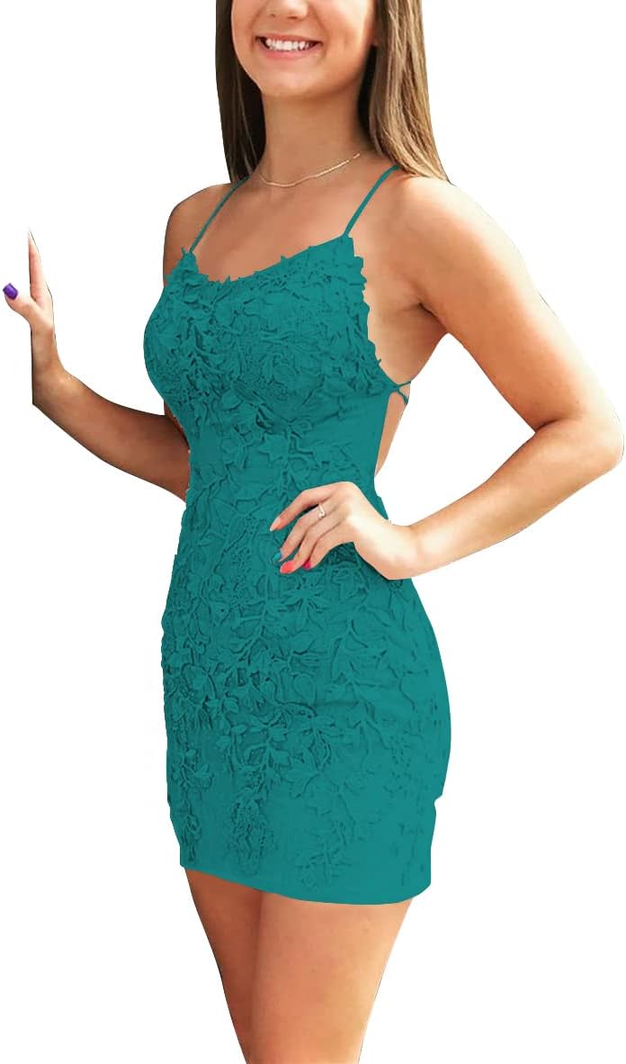 Vestidos cortos ajustados para el regreso a casa para adolescentes, vestidos de fiesta cortos de encaje, vestidos de cóctel 