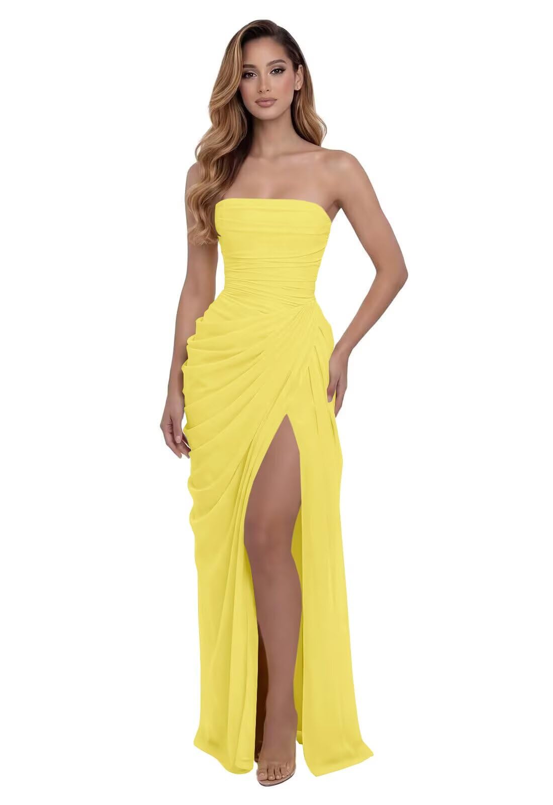 Kingbridal Strapless Chiffon Bridesmaid Dresses for Women Long Mermaid Prom Dress