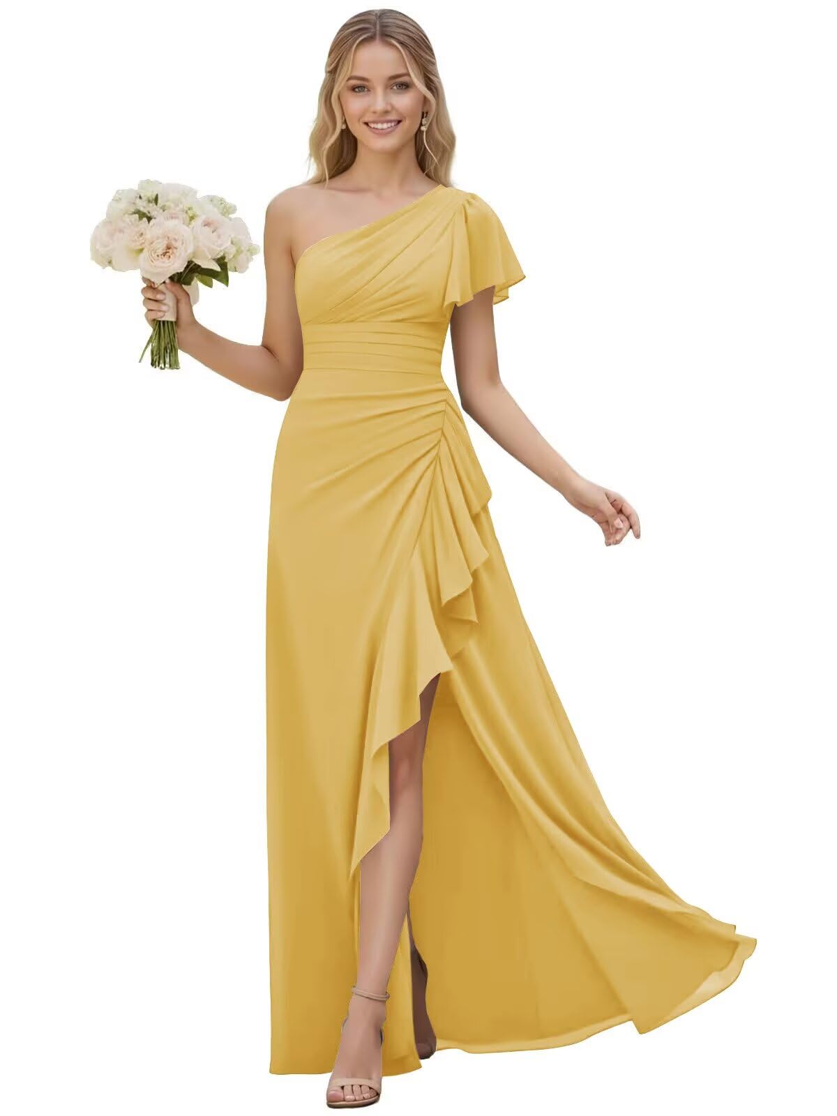 One Shoulder Chiffon Bridesmaid Dresses for Women 2026 A-line Formal Dress