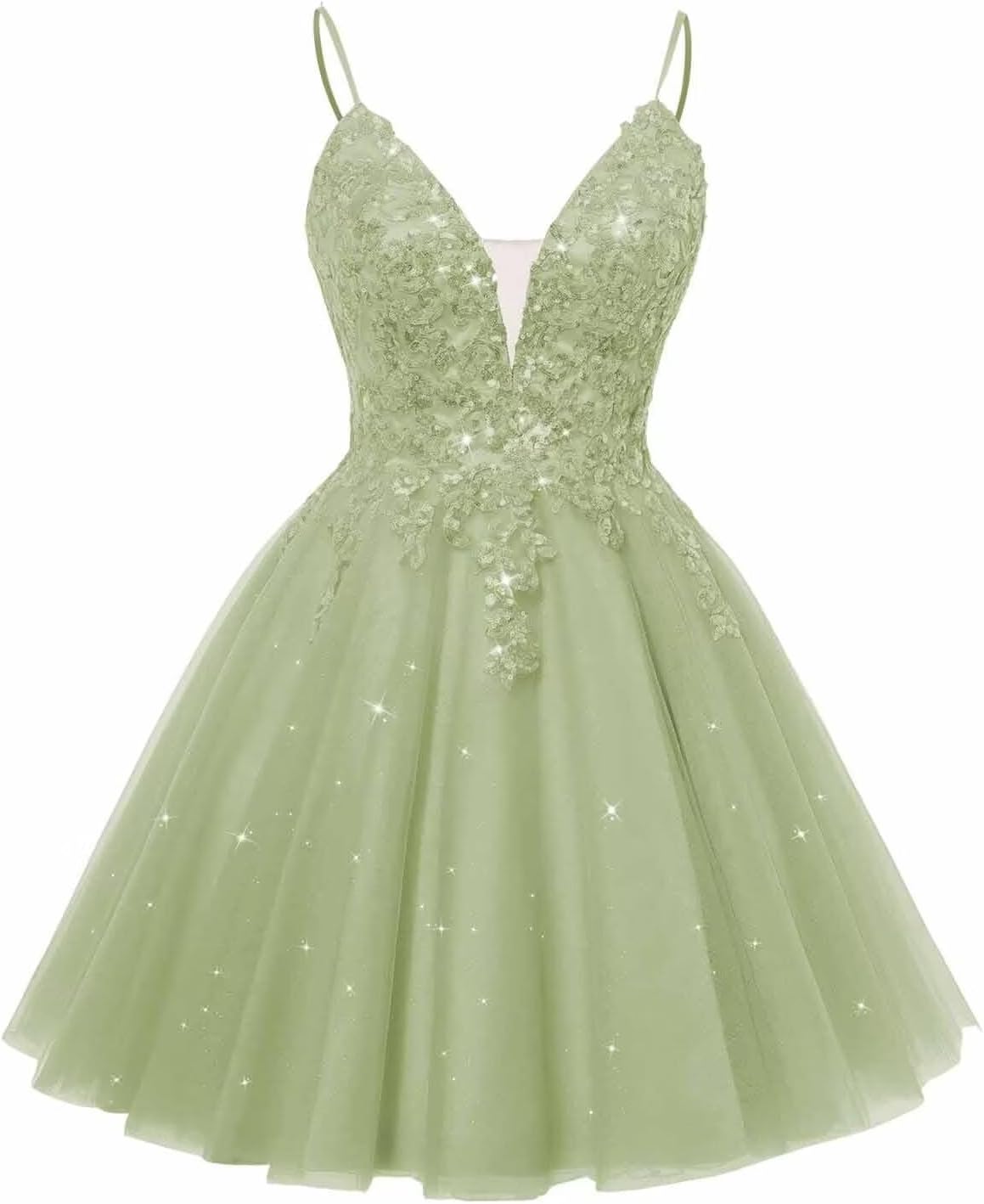 Spaghetti Straps Sequin Lace Appliques Short Homecoming Dresses for Teens Glitter Tulle Prom Party Dresses