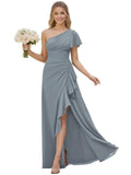 One Shoulder Chiffon Bridesmaid Dresses for Women 2026 A-line Formal Dress