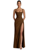 Kingbridal Mermaid Bridesmaid Dresses for Women Square Neck Formal Dress with Slit