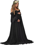 Kingbridal Pearl Tulle Maternity Dress for Photoshoot Long Puffy Sleeve Pregnancy Gown