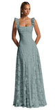 Ruched Jacquard Prom Dresses for Women Teens Ruffle Strap Floral Maxi Formal Dress Evening Gown