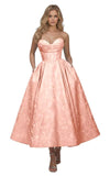 Sweetheart Bridesmaid Dresses Midi Cowl Neck Prom Dress for Women 2026 Floral Jacquard A Line Formal Evening Party Dress with Pockets
