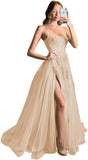 Women's Lace Criss-Cross Prom Dresses with Slit Spaghetti Straps Long Formal Evening Gowns