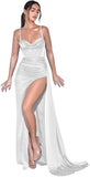 Spaghetti Straps Mermaid Prom Dresses Long Ball Gown 2025 Corset Sexy Slit Pleat Formal Evening Gowns