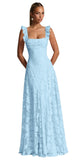 Ruched Jacquard Prom Dresses for Women Teens Ruffle Strap Floral Maxi Formal Dress Evening Gown