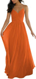 V Neck Bridesmaid Dresses for Women 2025 Long Chiffon Pleated A-line Spaghetti Strap Wedding Evening Prom Gown