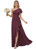 One Shoulder Chiffon Bridesmaid Dresses for Women 2026 A-line Formal Dress