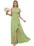 One Shoulder Chiffon Bridesmaid Dresses for Women 2026 A-line Formal Dress