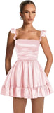 Satin Homecoming Dresses for Teens 2027 A-line Ruched Square Neck Short Prom Formal Cocktail Gowns with Pockets