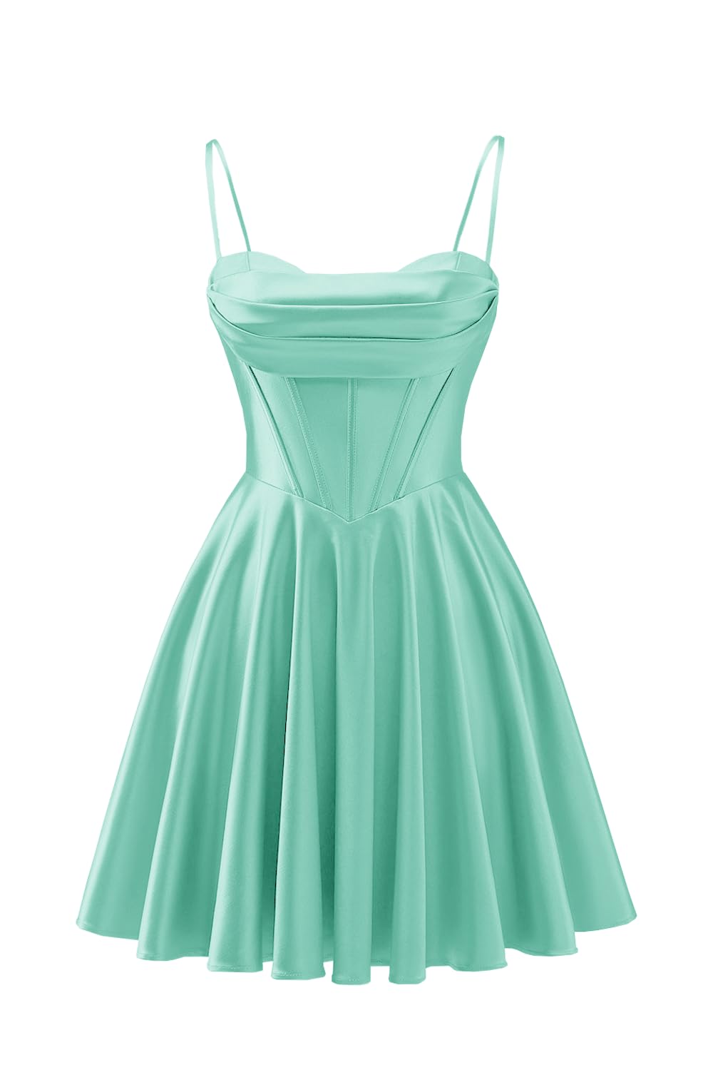 Spaghetti Straps Satin Homecoming Dresses for Teens Ruched Corset Short Prom Party Gowns Dress
