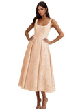 Floral Lace Bridesmaid Dresses for Women Tea Length A Line Pleated Wedding Guest Dress Formal Gown