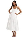Floral Lace Bridesmaid Dresses for Women Tea Length A Line Pleated Wedding Guest Dress Formal Gown