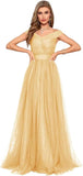 Schulterfreies Ballkleid, langes Ballkleid für Damen, A-Linie, Herzausschnitt, mehrlagiges Tüllkleid für Hochzeit, Abendparty 