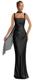 Mermaid Bridesmaid Dresses with Scarf 2027 Long Satin Spaghetti Straps Ruched Formal Evening Party Dress for Women