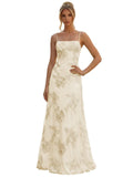Floral Embroidery Prom Dresses for Women Spaghetti Straps A Line Formal Maxi Dress