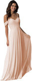Schulterfreies Chiffon-Brautjungfernkleid mit Taschen für die Hochzeit 