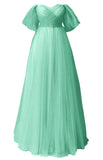 Glitter Tulle Prom Dresses Off The Shoulder Sweetheart Puffy Long Evening Gowns for Women 2027