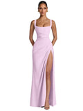 Kingbridal Mermaid Bridesmaid Dresses for Women Square Neck Formal Dress with Slit
