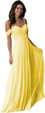 Schulterfreies Chiffon-Brautjungfernkleid mit Taschen für die Hochzeit 