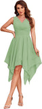 Women's Short Bridesmaid Dresses 2025 V Neck Ruched Chiffon Formal Cocktail Party Dress