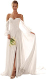Kingbridal Gowns Lace Appliques Wedding Dresses for Bride Long V Neck Tulle Chiffon A-line Sleeveless Bridal Ball Gown for Women