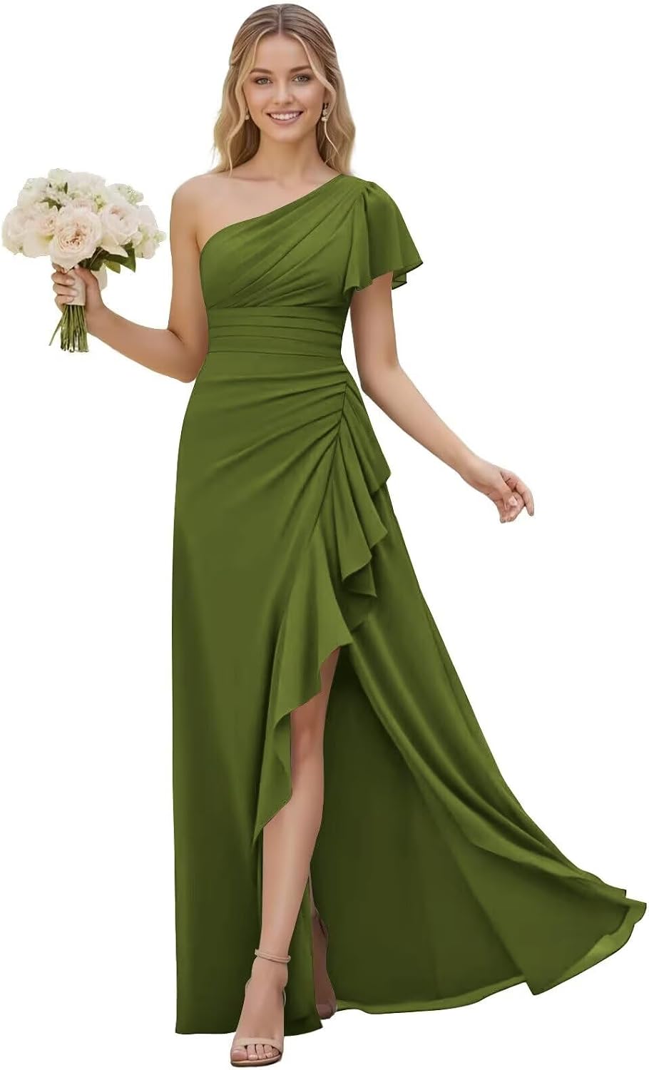 One Shoulder Chiffon Bridesmaid Dresses for Women 2026 A-line Formal Dress