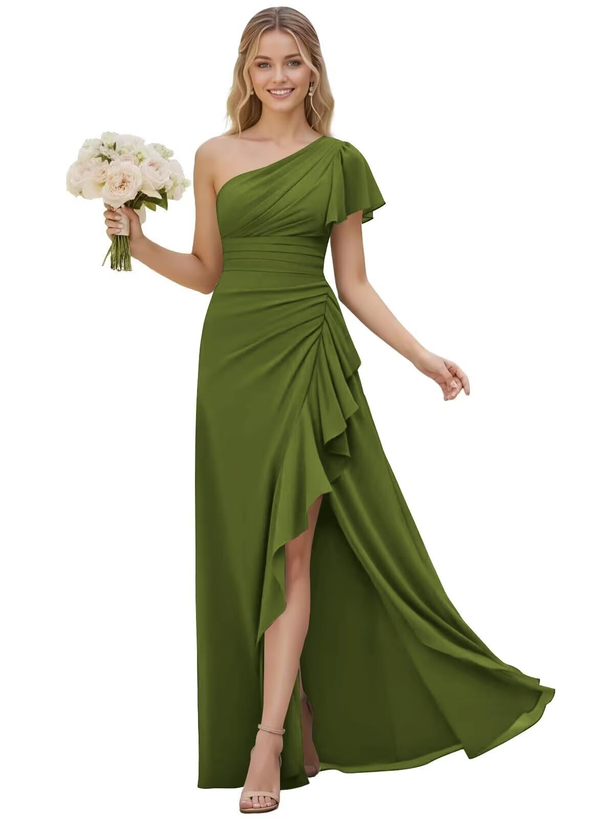 One Shoulder Chiffon Bridesmaid Dresses for Women 2026 A-line Formal Dress