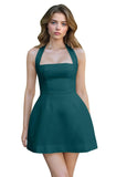 Satin Halter Homecoming Dresses for Teens Short Prom Dress 2027 Mini Formal Evening Cocktail Gowns with Pockets
