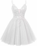 Spaghetti Straps Sequin Lace Appliques Short Homecoming Dresses for Teens Glitter Tulle Prom Party Dresses