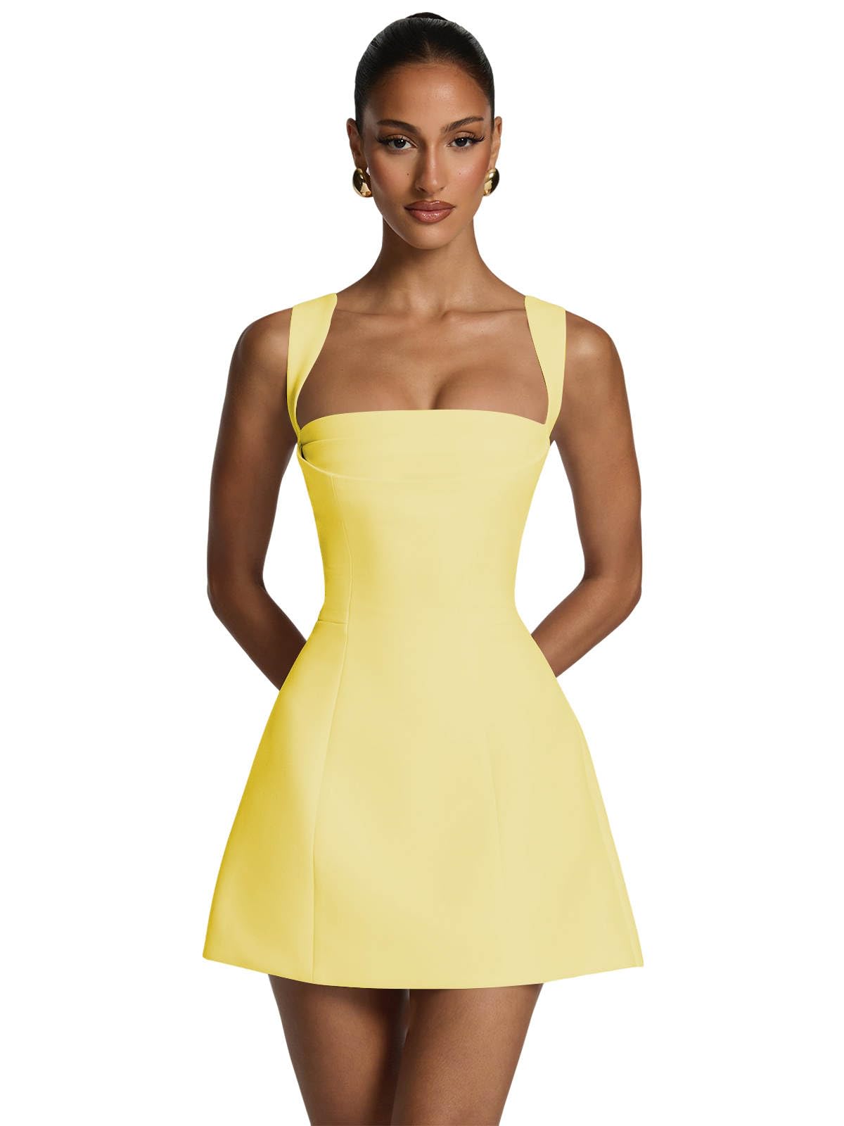 Satin Homecoming Dresses for Teens Square Neck Short Prom Dress Pleated A Line Corset Mini Cocktail Party Gown
