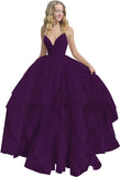 Women's Sparkly Tulle Prom Dress 2023 Long Ball Gown Spaghetti Straps Quinceanera Dress