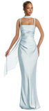 Mermaid Bridesmaid Dresses with Scarf 2027 Long Satin Spaghetti Straps Ruched Formal Evening Party Dress for Women