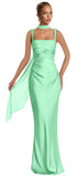 Mermaid Bridesmaid Dresses with Scarf 2027 Long Satin Spaghetti Straps Ruched Formal Evening Party Dress for Women
