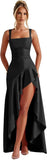 Mermaid Satin Bridesmaid Dresses for Women 2027 Long Ruffles High Low Prom Formal Evening Party Dress with Slit