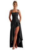 Mermaid Satin Bridesmaid Dresses for Women 2027 Long Ruffles High Low Prom Formal Evening Party Dress with Slit
