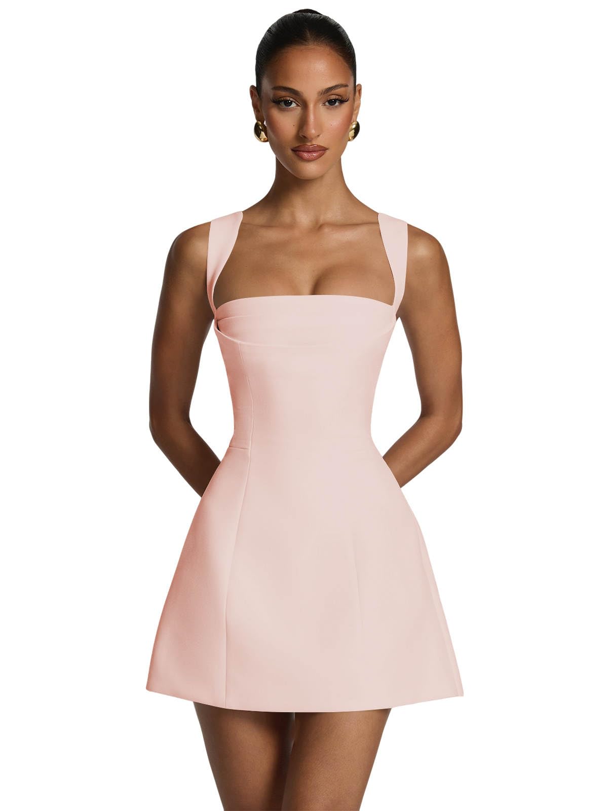 Satin Homecoming Dresses for Teens Square Neck Short Prom Dress Pleated A Line Corset Mini Cocktail Party Gown
