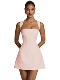 Satin Homecoming Dresses for Teens Square Neck Short Prom Dress Pleated A Line Corset Mini Cocktail Party Gown