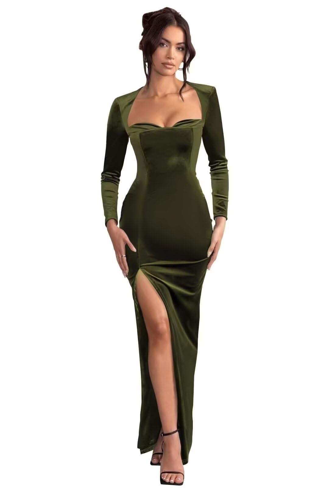Long Sleeve Mermaid Bridesmaid Dresses for Wedding 2027 Long Velvet Tight Prom Formal Evening Party Gown with Slit