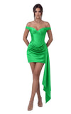 Satin Homecoming Dresses for Teens 2026 Off Shoulder Short Prom Dress Tight Pleated Cocktail Party Gowns