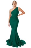 Womens One Shoulder Mermaid Bridesmaid Dresses for Wedding Long Tight Ruched Prom Dresses Evening Formal Gowns