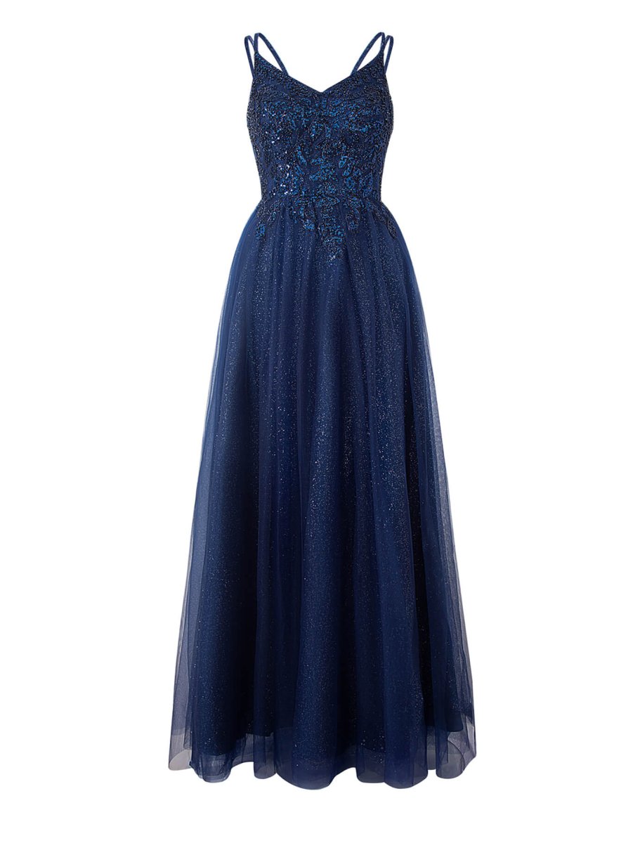 Yellow A-line Floor Length Glitter Tulle Prom Dress