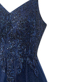 Yellow A-line Floor Length Glitter Tulle Prom Dress