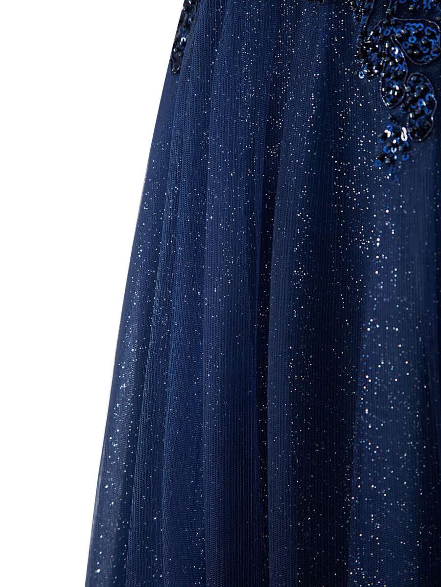 Yellow A-line Floor Length Glitter Tulle Prom Dress