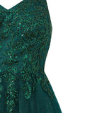 Yellow A-line Floor Length Glitter Tulle Prom Dress