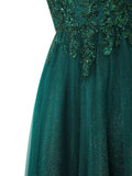 Yellow A-line Floor Length Glitter Tulle Prom Dress