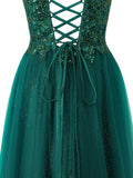 Yellow A-line Floor Length Glitter Tulle Prom Dress