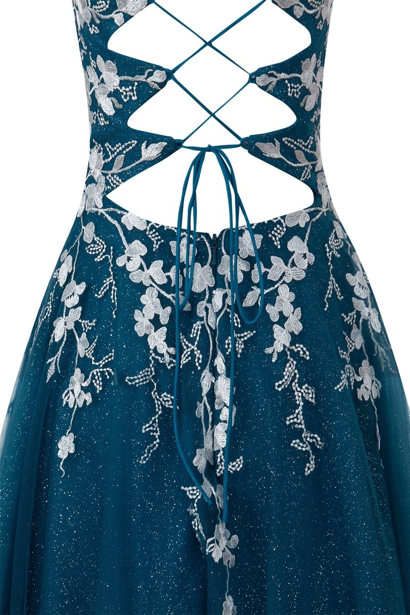 Aline Short Glitter Tulle Homecoming Dress with Appliques